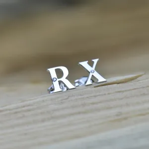 Diamond initial earrings QUNTI Thumbnail