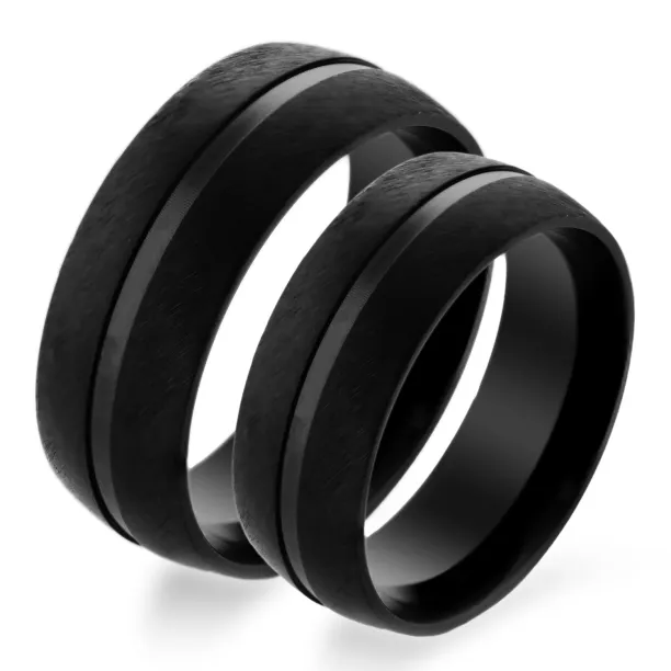 LENSVIK gold black ruthenium marriage rings Image