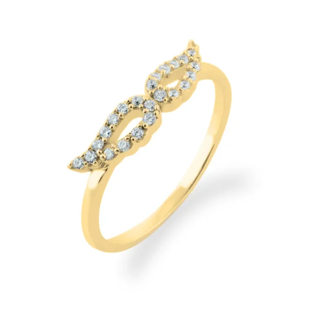 DOVEK wings shape gold diamond ring Image