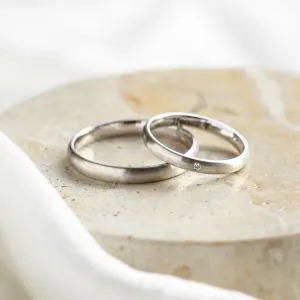 Solid wedding rings made of red gold with diamond (mat) Thumbnail