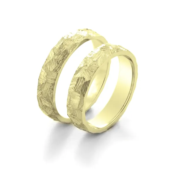 Textured gold wedding rings MUZI Image
