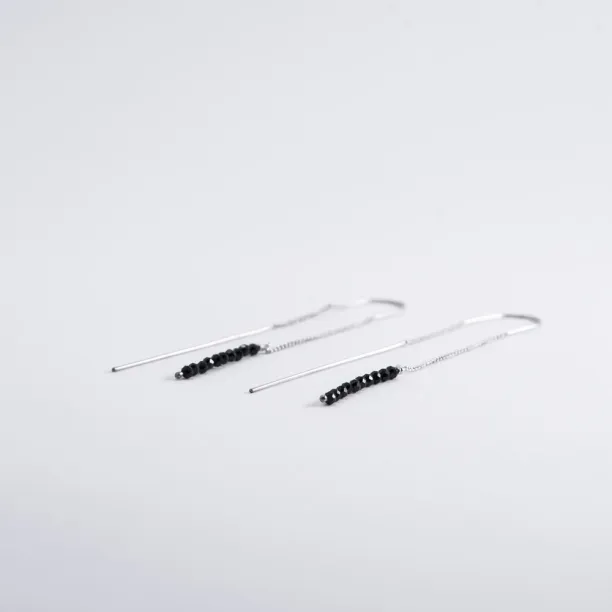 GADI gold chain-earrings with black raw diamonds Image