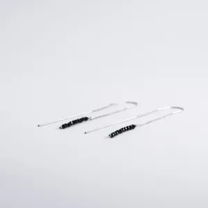 GADI gold chain-earrings with black raw diamonds Thumbnail