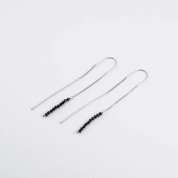 GADI gold chain-earrings with black raw diamonds Image