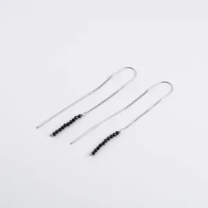 GADI gold chain-earrings with black raw diamonds Thumbnail