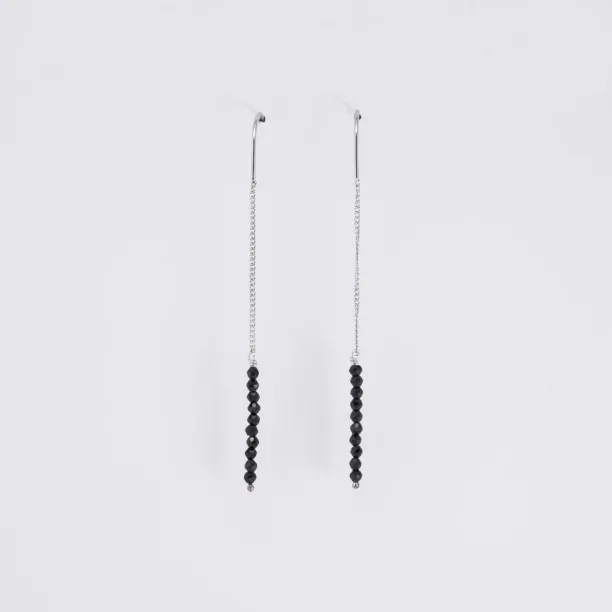 GADI gold chain-earrings with black raw diamonds Image