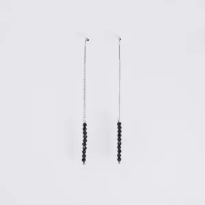 GADI gold chain-earrings with black raw diamonds Thumbnail