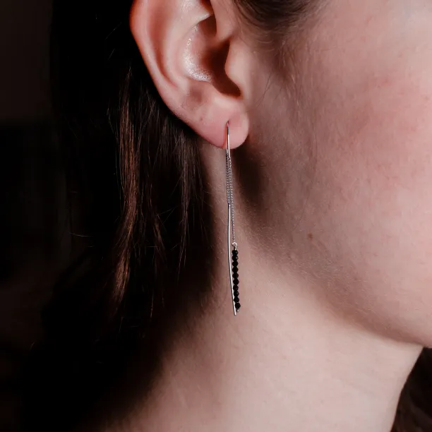 GADI gold chain-earrings with black raw diamonds Image