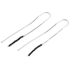 GADI gold chain-earrings with black raw diamonds Thumbnail