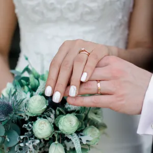 D-SHAPE red gold wedding rings with diamond UTAH Thumbnail