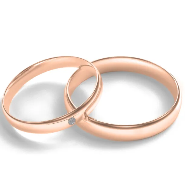 D-SHAPE red gold wedding rings with diamond UTAH Image