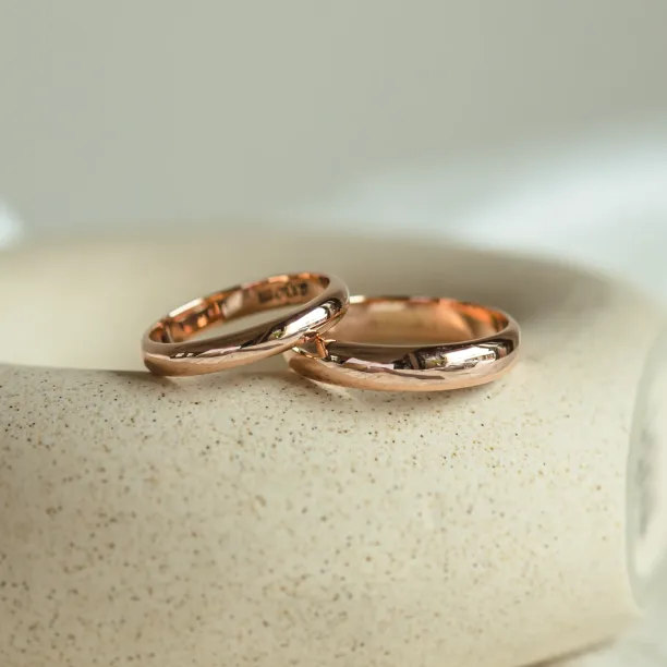 D-SHAPE wedding red gold rings ALASKA Image