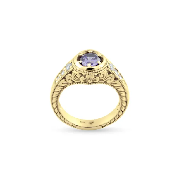 Vintage ring with amethyst 0.5 ct and diamonds OSLO Image