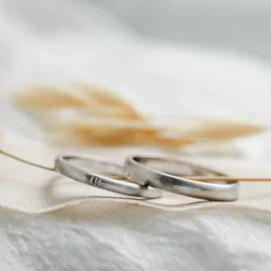 Solid matte wedding rings made of white gold with diamond IDAHO Thumbnail