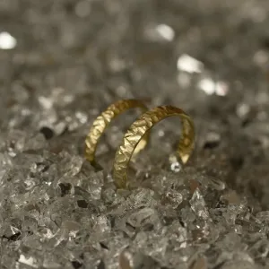 Gold wedding rings with a relief surface FIO Thumbnail
