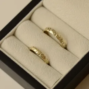 Gold wedding rings with a relief surface FIO Thumbnail