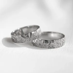 Gold wedding rings with a relief surface FIO Thumbnail