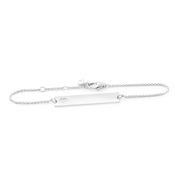 Minimalist silver bracelet with engraving and little heart Renma Image