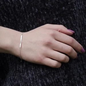 Minimalist silver bracelet with engraving Plofi Thumbnail