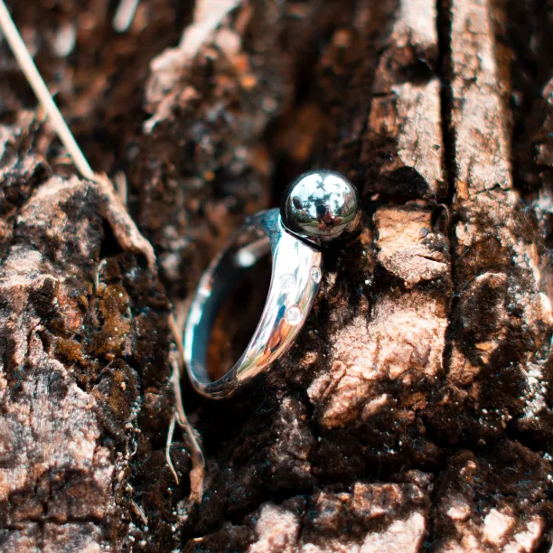 Hematite ring with diamonds DOGA Image