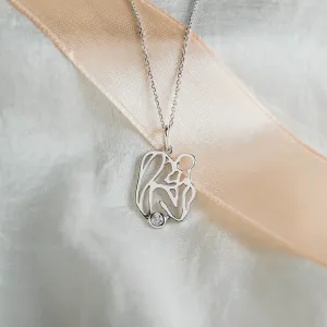 Unique gold pendant with diamond Mother and child MOMMY Thumbnail