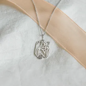 Unique gold pendant with diamond Mother and child MOMMY Thumbnail