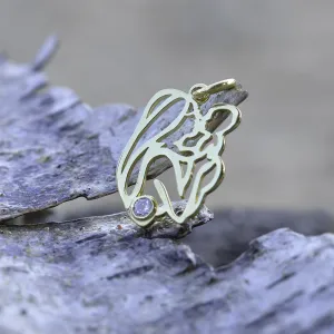 Unique gold pendant with diamond Mother and child MOMMY Thumbnail