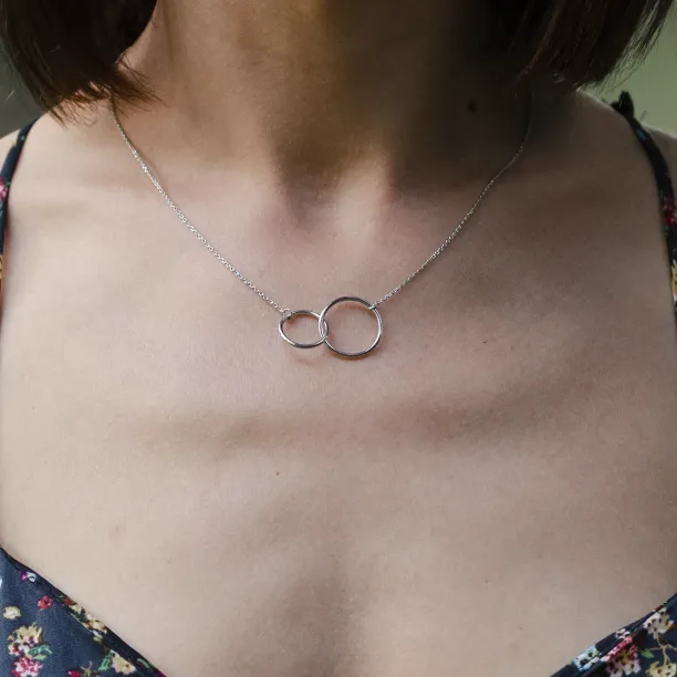 Minimalist silver necklace with rings VOVET Image
