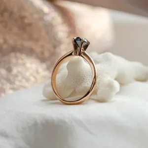 Engagement ring with black diamond FLORA