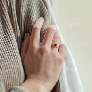 Engagement ring with black diamond FLORA Thumbnail