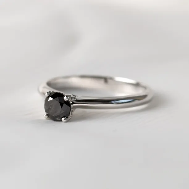 Engagement ring with black diamond FLORA Image