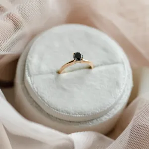 Engagement ring with black diamond FLORA Thumbnail