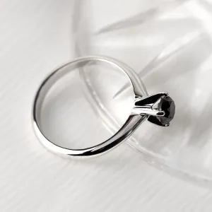 Engagement ring with black diamond FLORA Thumbnail