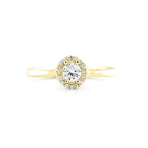 A gold ring with halo stones and diamonds HALOY Thumbnail