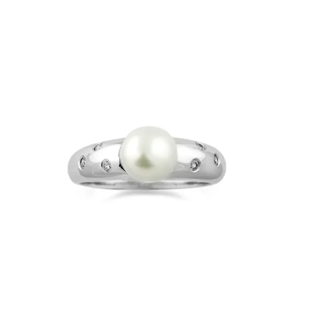 Pearl ring with diamonds DOKKA Image