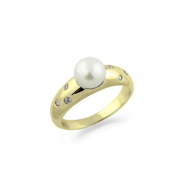 Pearl ring with diamonds DOKKA Image
