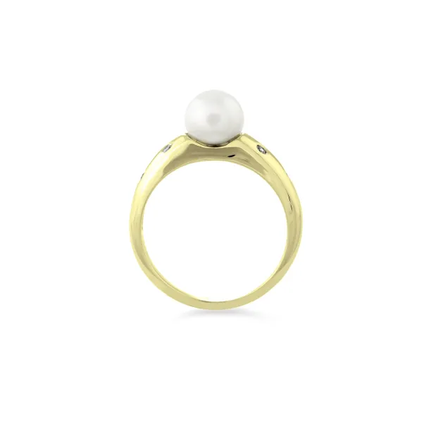 Pearl ring with diamonds DOKKA Image