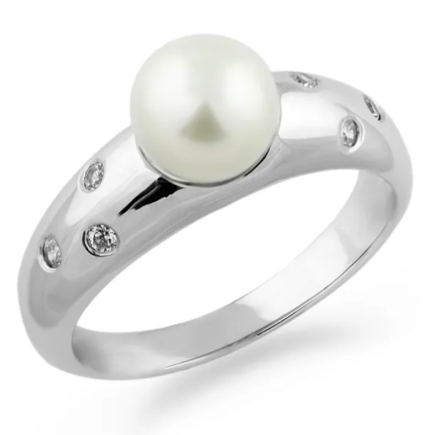 Pearl ring with diamonds DOKKA Image