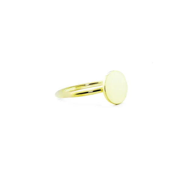 Gold minimalistic ring with engraving  and tiny diamond Bery Image