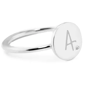 Gold minimalistic ring with engraving  and tiny diamond Bery Thumbnail