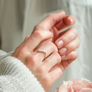 Unusual gold ring with baguette moissanite FRANCES Thumbnail