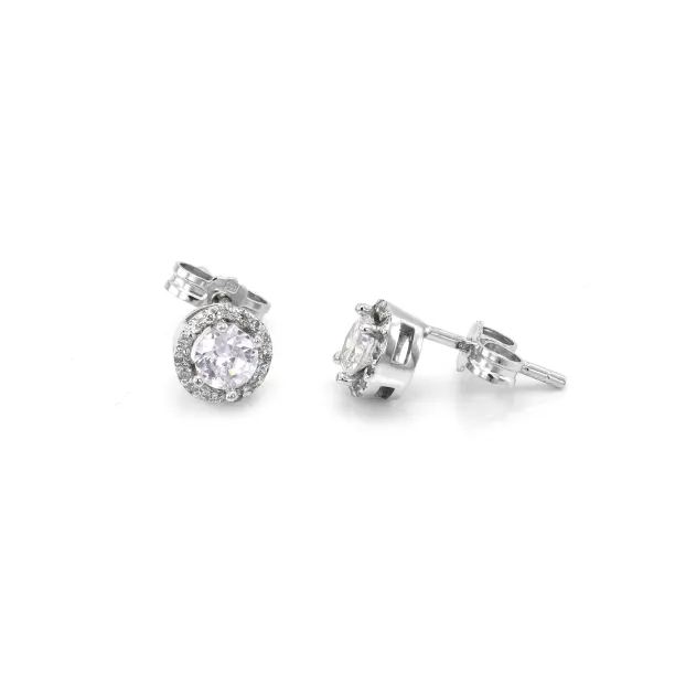 Classical silver stud earring with zirkons  NINA Image