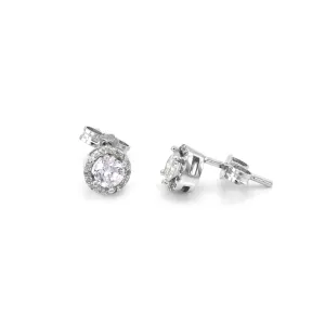 Classical silver stud earring with zirkons  NINA Thumbnail
