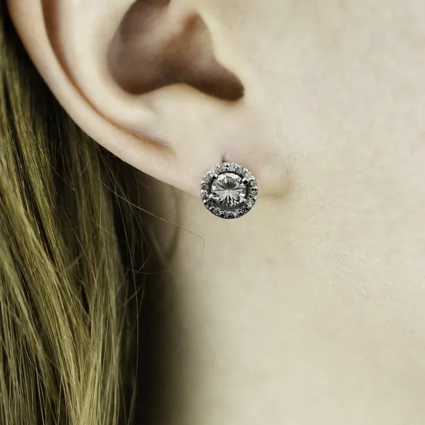 Classical silver stud earring with zirkons  NINA Image