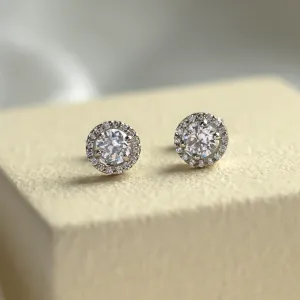 Classical silver stud earring with zirkons  NINA Thumbnail