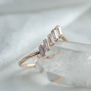 Unusual gold ring with baguette moissanite FRANCES Thumbnail
