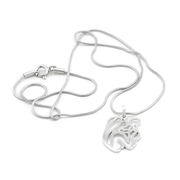 Unique sterling silver pendant Mother and child MOMMY Image