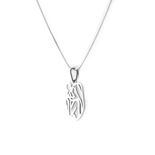 Unique sterling silver pendant Mother and child MOMMY Image