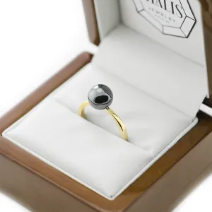 Minimalist ring with hematite RENA Thumbnail