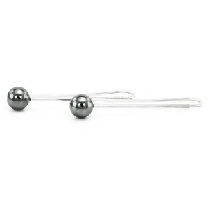 Minimalist drop earrings with hematite NUGATA Thumbnail